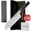 Boston Steel Santoku Knife 7 Inch – Ultra Sharp High Carbon Stainless Steel Kitchen Knife, Professional 7” Santoku Knife with Ergonomic Handle for Home & Restaurant, Culinary Cooking Knife