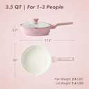 SENSARTE Nonstick Ceramic Skillet with Lid 10-inch, 3.5QT Non Toxic Deep Frying Pan, Saute Pan with Lid, Stay-cool Handle, Healthy Cooking Pot, Induction Compatible, Pink