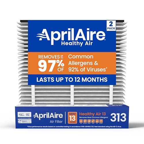 AprilAire 313 Replacement Filter for AprilAire Whole House Air Purifiers - MERV 13, Healthy Home Allergy, 20x20x4 Air Filter (Pack of 2)