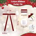 2 x Burgundy Velvet Bows for Christmas Trees - 24PCS Twist Tie Bows Suitable for Christmas Trees, Wreaths, Gift Wrapping, and Indoor/Outdoor Holiday Decorations (57 in) (Wine Red)
