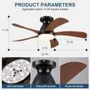 SHIHOT 42 Inch Low profile Ceiling Fans with Lights and Remote, Modern Flush Mount Ceiling Fan Light Fixture for Bedroom with 5 Blades, 6 Speeds, Timing, Dimmable 3 Light Colors