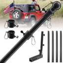 Truck Flag Pole Mount Kit,2 Angle Anti-tangle Heavy Duty 6FT Car Flag Pole Holder With Flag Pole Trailer Hitch Flag Pole Holder for Jeep SUV RV Pickup Truck Camper UTV ATV