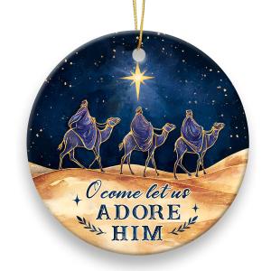 5 x Christian Christmas Ornaments 2025 - Come Let Us Adore Him Nativity Christmas Ornaments, Catholic Faith Idea Gifts, Religious Gifts for Women, Family, Friend, Neighbor