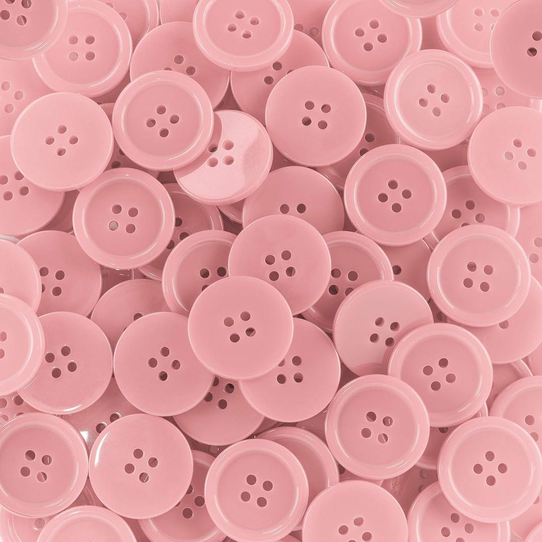 Super Z Outlet 100 Pack 1 Inch Buttons Flatback Sewing Colored for Arts & Crafts, Fashion Clothing, DIY Projects (Pink)