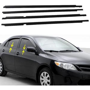 4Pcs Window Moulding Weatherstrip Trim Seal Belt Replacement for Corolla 2009-2012 Black