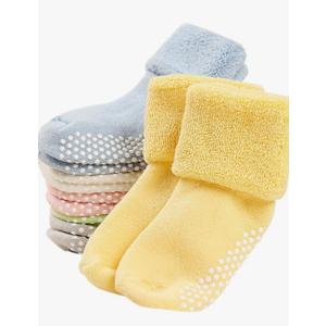VWU Baby Toddler Kids Ankle Crew Socks with Grips Unisex Warm Thick Cotton Winter Socks 0-10 Years 6/8 Pack