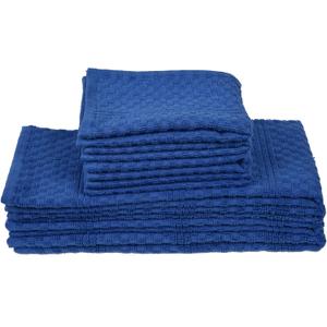 100% Cotton Premium Terry Dish Towel and Dish Cloth Set  Terry Cleaning Rags  Reusable Dishcloth and Dishtowel  Blue  15"x25" and 12"x12" (Pack of 8)