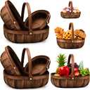 Sintuff 6 Pcs Wicker Baskets with Handles 3 Sizes Woven Garden Harvest Basket for Gathering Vegetables Wooden Bushel Apple Basket for Fruits Fall Thansk-giving Picnic Gift Farmers Market (Coffee)