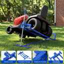 Garvee 800Lb Heavy Duty Lawn Tractor Lift Jack - Foldable Riding Mower Lifter with Manual Crank & Power Drill Handle for Easy Maintenance & Storage - Blue