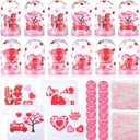 Shappy 12 Set Valentine's Day Snow Globe Craft Kit DIY Make Your Own Plastic Glitter Heart Gnome Snow Globes Kit for Valentine's Day Home Activities