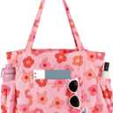 Large Corduroy Tote Bag for Women - Cute Shoulder Reusable Canvas Bags with Zipper Multi-Pocket for School