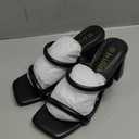 Women's Square Open Toe Heeled Sandals Two Strap Mules Slip On Block Chunky Mid Heels Sandals, Size 5.5