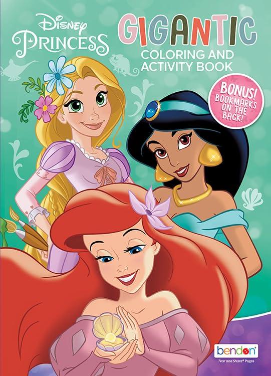 9 Piece Princess Coloring & Activity Book | Disney Princess Drawing | Ariel, Jasmine, Rapunzel Coloring Books | Aladdin, Little Mermaid, Tangled Party Favors | Gigantic Activity Book | Officially Licensed