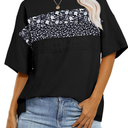 EVALESS Oversized Tshirts for Women Trendy Summer Crochet Tops 2025 Crewneck Short Sleeve Shirts Floral Print Tee T Shirts L