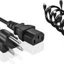 Universal AC Power Cable - 5 Pack- 3 Prong PC Power Cord Replacement for Computer, Monitor, Scanner, Printer, TV- IEC 320 C13 to NEMA 5-15P, 18awg, 125V 10 Amp (3-Feet)
