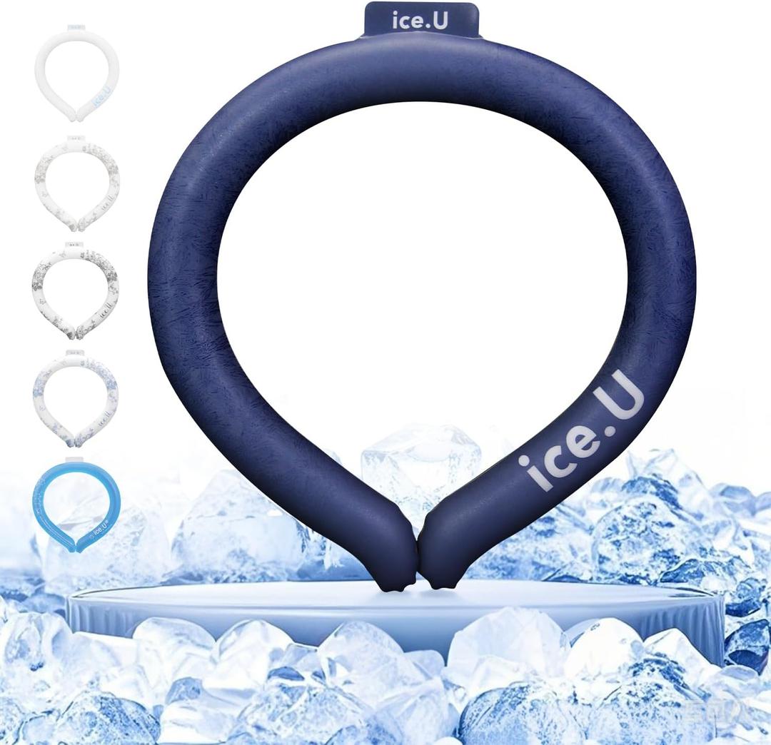 Auto-Freezing Ring  27C / 80F Neck Cooler for Hot Weather, Reusable Cooling Tube Wrap for Sports, Travel, Commuting, Office, and Outdoor Heat Relief (Classic Navy)