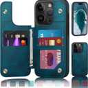 DJDUCK Designed for iPhone 16 Pro Max Case Wallet with Card Holder, [Magnetic Clasp Cover] [RFID Blocking Leather Protection] Shockproof Women Men Cases 6.9 Inch for Apple 16 Pro Max Teal
