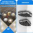 Corner Shower Caddy, 2 Pack Adhesive Bathroom Shower Corner Organizer Shelf, No Drilling Rustproof Wall Mounted Shower Storage Rack Shampoo Holder Organizer (Black)