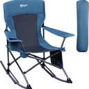 PORTAL Folding Camping Rocking Chair Portable Outdoor Rocker High Back Cup Holder Side Pocket Carry Bag Included, Support 300 lbs (Midnight Blue)