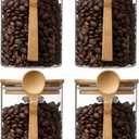 Deeriz Airtight Food Storage Containers with Bamboo Lids and Spoon for Coffee Beans, Flour, Cookie, Sugar, Tea, Nuts and Spice Bath salt and more(4 Pack)