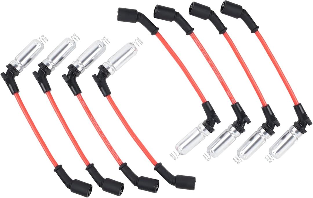 8PCS Spark Plug Wires Set 8mm Compatible with GMC Hummer Chevrolet Cadillac Spark Plug Wires Replacement OEM#M8-48322,48322R