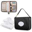 Rexmica Diaper Clutch Bag with 2 Pieces Wipes Dispensers, Small Diaper Bag with Multiple Pockets for Storage of Baby Necessities, Baby Travel Essential, Black