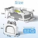 BUNWAG Baby Bathtub, Collapsible Newborn Bathtub for Infant to Toddler with Soft Cushion and Thermometer,Portable Travel Newborn Tub with No-Slip Feet, Baby Shower Gifts, 0-12 Months Baby Bath, Grey