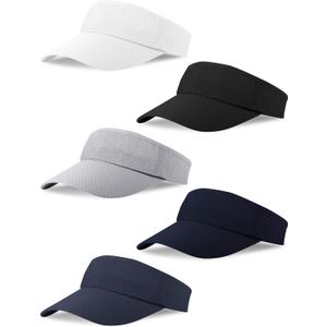 5 Pieces Sports Sun Visor Hats Mesh Visor Adjustable Sun Athletic Cap for Men Women Daily Golf Running Outdoor Sports(Dark Grey, Dark Blue)