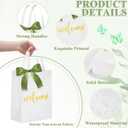 party greeting 50 Pack Non-woven Welcome Gift Bags with Handles White Wedding Bags with 2 Rolls of Sage Green Ribbon Party Favor Bag Suitable for Parties Birthdays Weddings