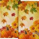 Fall Orange Hand Towels Set of 2 Autumn Pumpkins Towel for Bathroom 14x28 Inch Thanksgiving Harvest Fingertip Towels Super Soft Quick Dry Face Towel for Home Kitchen Spa Hotel Fall Decoration