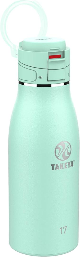 Takeya Traveler Leakproof Coffee Mug - Carrying Loop - Insulated Drinkware for Everyday Use - Durable & Portable with Spill-Proof Design - 17 oz, Aqua