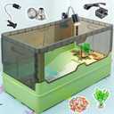 Turtle Habitat Tank Kit– Fresh Filtration, Waterplay Fun, Diverse Living, Heat Lamp, Water Pump and Convenient Water Changes in Turtle cage (Green, XL)