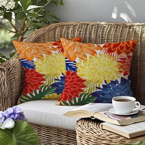 mellicoma Waterproof Outdoor Pillow Covers 20x20 Pack of 2 Vibrant Floral Collage Throw Outdoor Pillows for Garden Funiture Patio Home