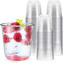 Ziliny 50 Pcs Disposable Stemless Glasses 12oz Crystal Plastic Wine Glasses Clear Classic Pet Cup for Meeting Weddings Birthdays Cocktail Christmas Party Supplies (Clear)