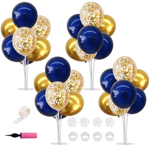 TONIFUL 4 Set Navy Blue Gold Balloons Stand Kit for Graduation Decorations 2026,Balloon Centerpieces for Table Prom,Retirement,Class of 2026 Party Decorations,Homecoming,Birthday Decoration
