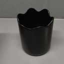 Ceramic Utensil Holder for Kitchen Counter, 6.2" Kitchen Utensil Holder with Cork Bottom for Countertop, Modern Scalloped Cooking Tool Organizer for Spatula, Matte Black