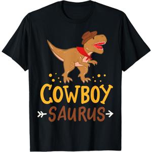 Cowboy Saurus Dinosaur T-Rex Western Costume T-Shirt Kids 2