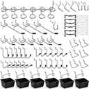 Pegboard Hooks Assortment, for Organizing Various Tools, with Pegboard Bins