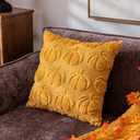 2 x Pumpkin Fall Decorative Throw Pillow Covers 18"x18", Set of 2 Mustard Yellow Soft Faux Fur Pillow Covers for Autumn Harvest, Fluffy Plush Accent Pillow Cases for Farmhouse Halloween Decor
