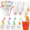 Qinyoung 48 Set Dinosaurs Party Supplies Dinosaur Cups Party Favors Goody Cups with Gift Tags 12 oz Plastic Dino Cup with Lids and Straws Set for Party Decorations