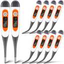 TrelaCo 10 Pcs Thermometer for Adults Digital Oral Thermometer for Fever Basal Body Fast Reading Flexible Tip for Underarm Rectal Mouth Temperature Measurement (Gray)