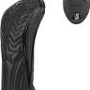 1pc Golf Club Head Covers for Woods, Driver, Fairway, Hybrid Premium PU Leather with Interchangeable Tags & Magnetic Blade and Mallet Putter Covers (Black)