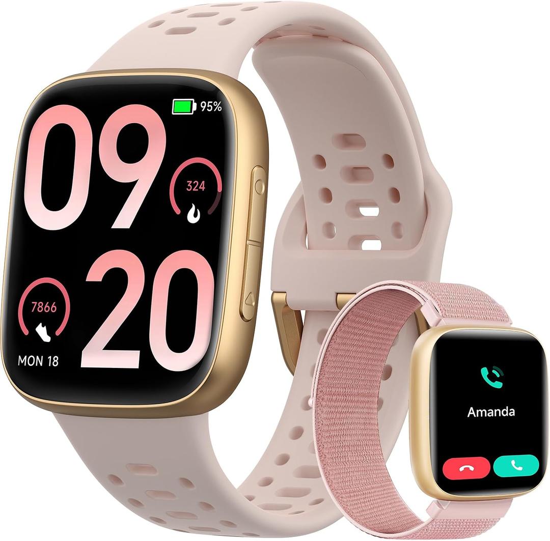 Smart Watches for Women Android iPhone (2 Bands), [1.85" AMOLED Screen] Smartwatch Fitness Tracker 3ATM Waterproof with Bluetooth Calls, AI Control, Heart Rate/SpO2/Sleep Monitor, 7 Days Battery