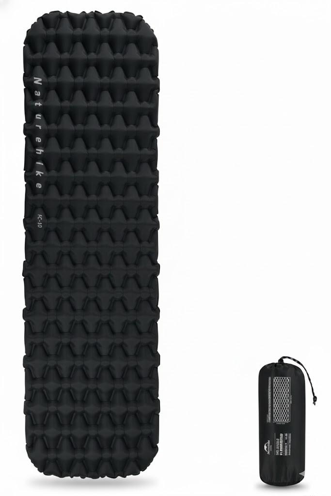 Naturehike Sleeping Mat slightly 6,5 cm Thick, Single Sleeping Mats, Inflatable Air Cushion Outdoor Compact and Moisture Proof for Hiking, Backpacking, Camping (Black)