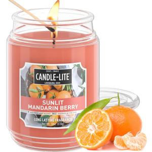 Candle-lite Scented Candles, Sunlit Mandarin Berry, 18 oz Jar, Proudly Poured in The USA, Aromatherapy Candle, Single-Wick with 110 Hours of Burn Time, Perfect for Creating a Refreshing Ambiance