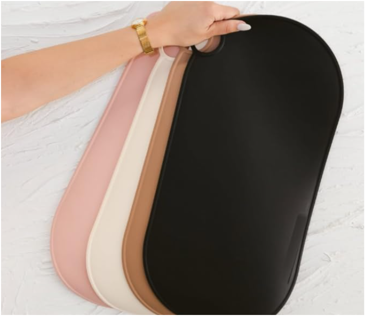 Durable Silicone Vanity Makeup Mat - Heat Resistant, Portable, and Protective | Perfect for Travel and Daily Vanity Surface Protection ( Pink)