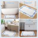 TRUEDAYS Blue Scalloped Bath Mat - Cute Bow Bathroom Rugs Small Non Slip Bath Mat, Soft & Absorbent Bath Rugs for Bathroom Decor, Tub, Vanity Floor (32*20 Inches)
