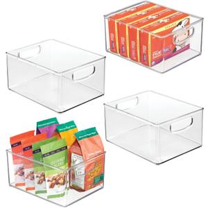 iDesign Stackable Storage Bin - Organize Pantry, Fridge, or Freezer, Set of 4, Clear, Made in USA