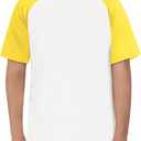 Boys Short Sleeve T Shirts Kids Summer Colorblock Tops Crewneck Casual Tee 5-14 Years