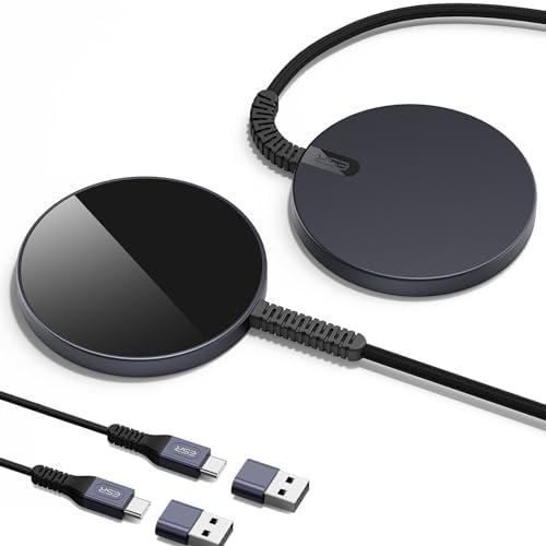 ESR for MagSafe Charger, 2 Pack Wireless Charger for iPhone 17/16/15/14/13/12,AirPods 4/3/Pro 2/Pro, Galaxy S25 Strong Magnetic Lock,Reinforced Braided Nylon A/C Cable,Black